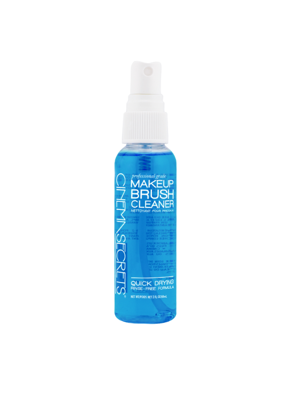 2oz spray oz Blue bottle of makeup brush cleaner with white cap on a white background