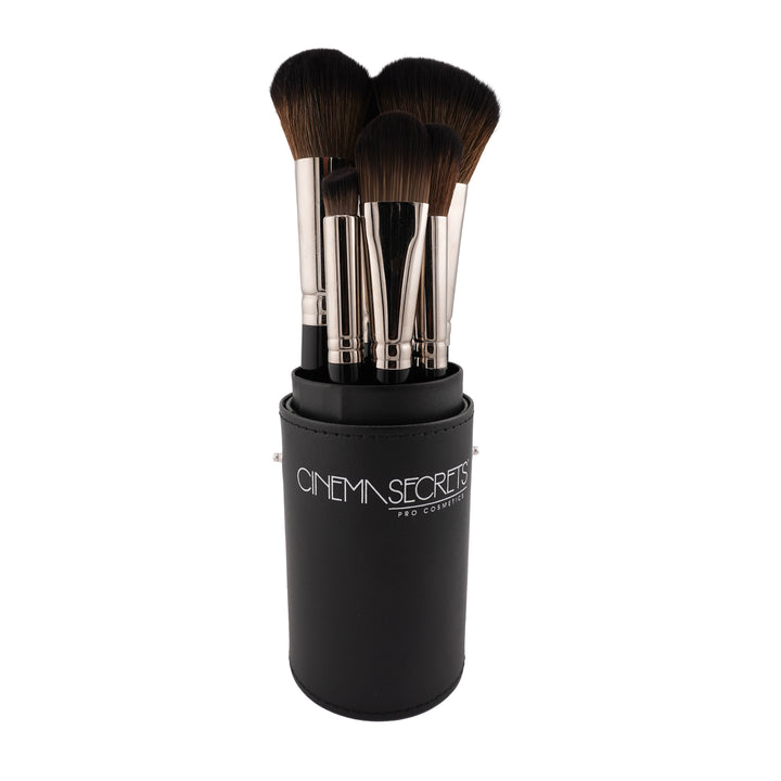 6-Piece Complexion Essential Brush Set with Cylinder Brush Holder | Cinema Secrets