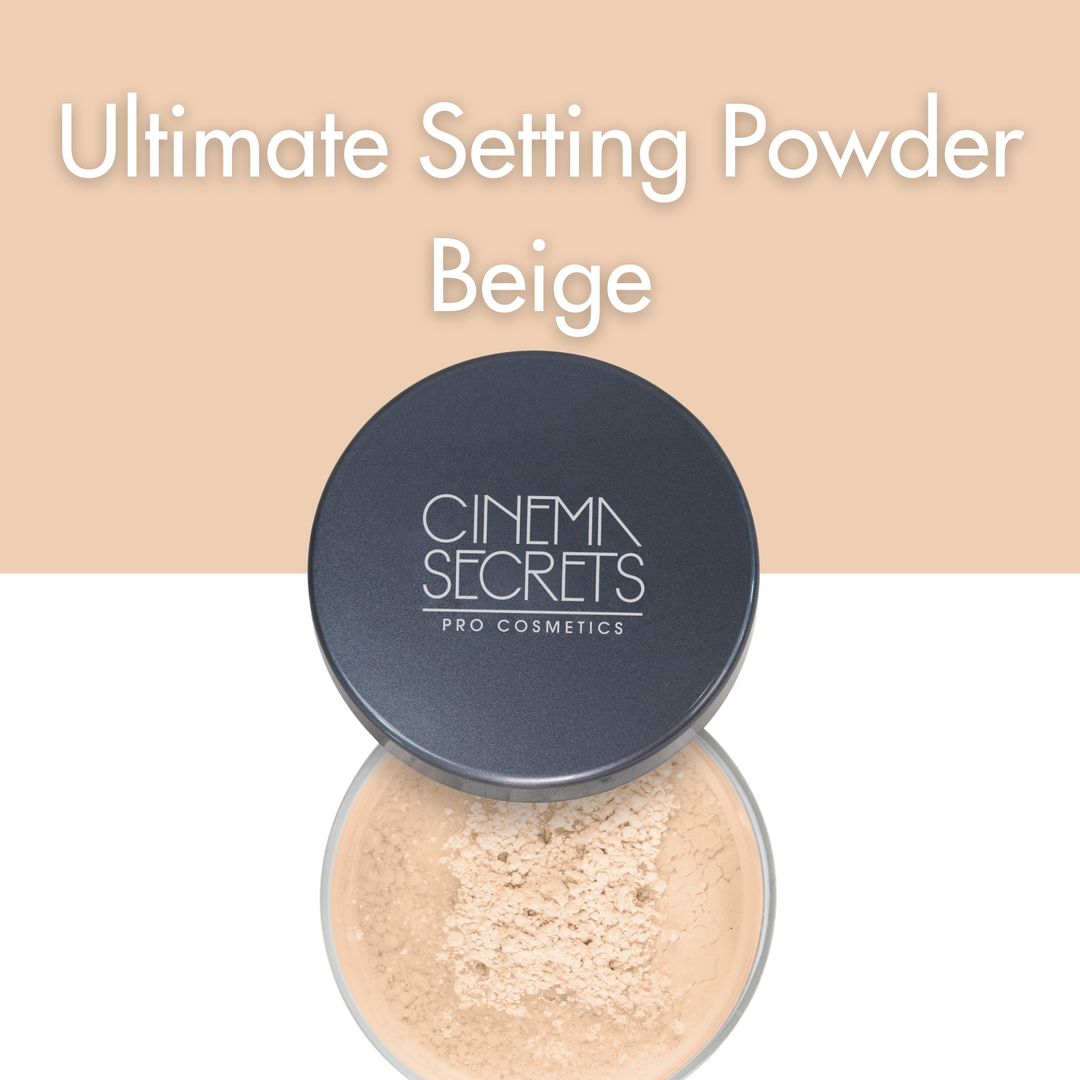 open compact of face powder on whte background