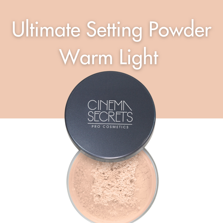 open compact of face powder on whte background