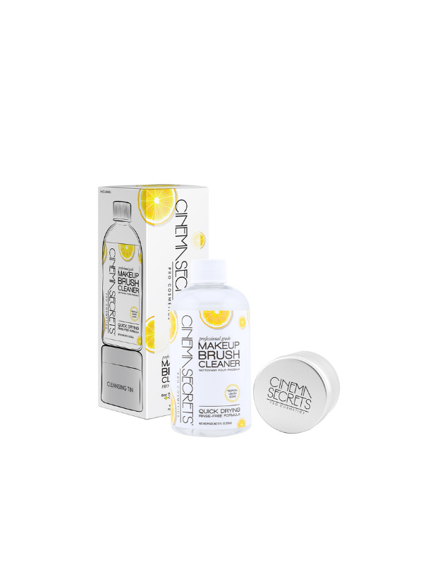 Chemist Secrets makeup brush cleaner with packaging on a white background