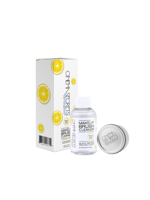 Makeup brush cleaner with packaging on a white background