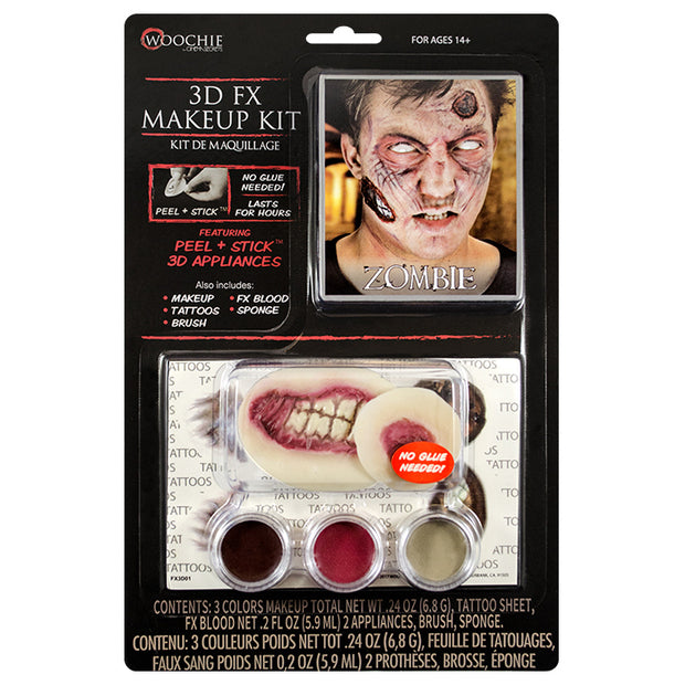 Zombie 3D FX Makeup Kit (Peel & Stick)