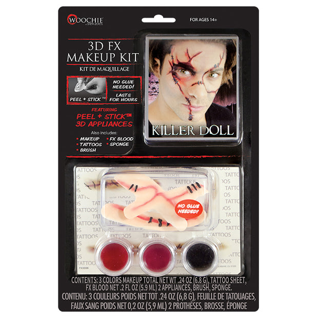 Killer Doll 3D FX Makeup Kit (Peel & Stick)