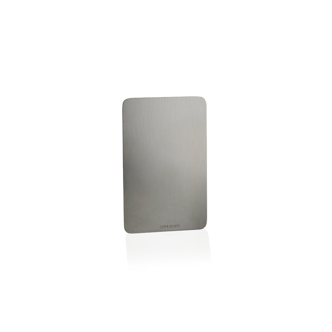 stainless steel palette on white background